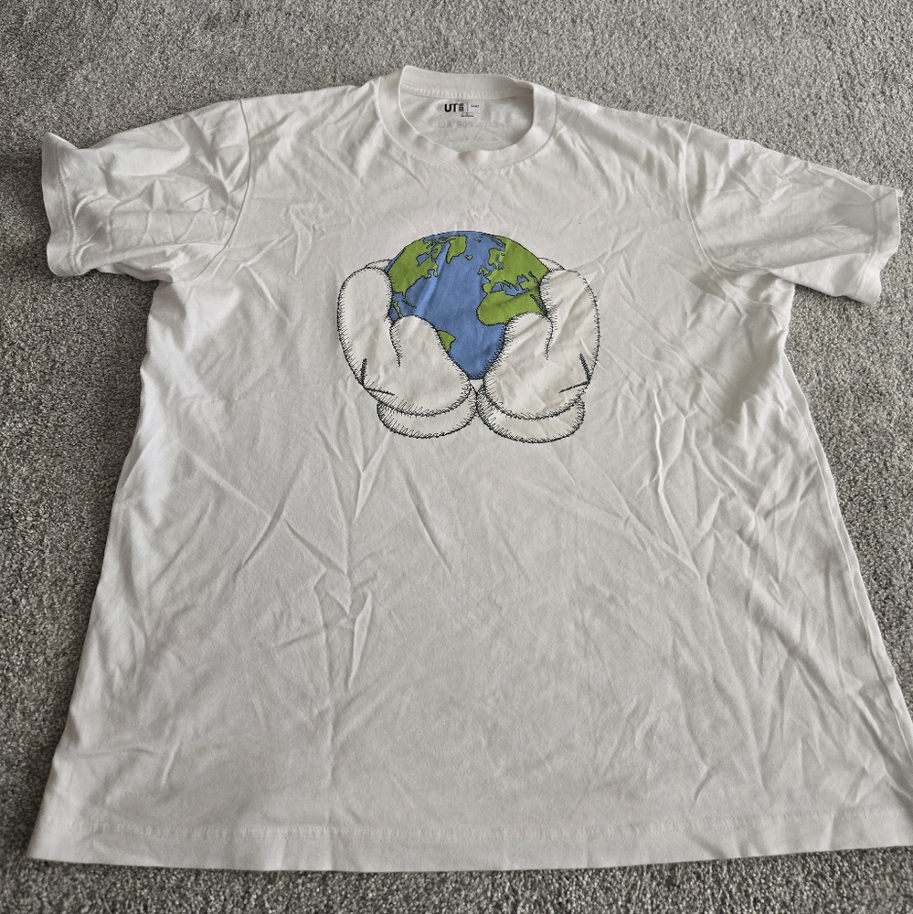 Uniqlo Kaws Colab White T-Shirt with Earth Graphic